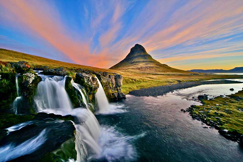 Snæfellsnes Peninsula in Iceland with lava fields, rugged coastline, and the Snæfellsjökull glacier.